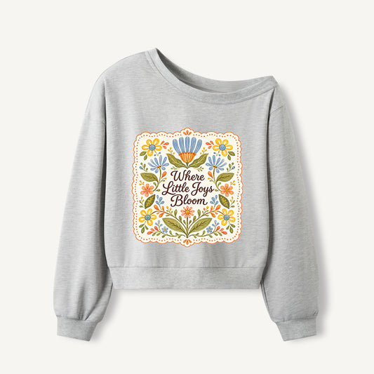 Joys in Bloom Print Off Shoulder Sweatshirts
