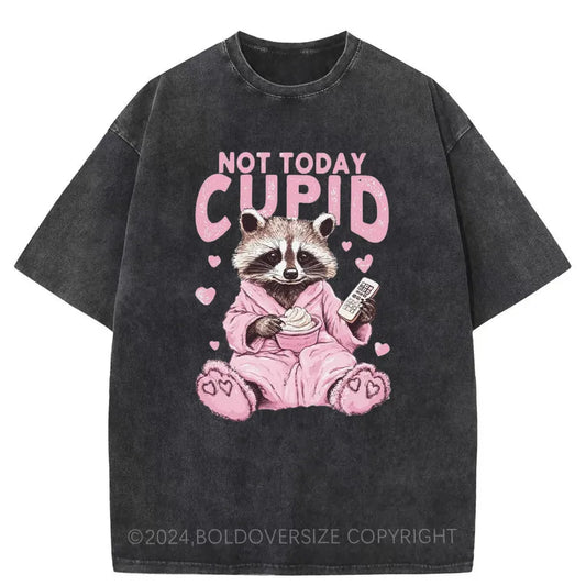 Vintage Not Today Cupid Snarky Raccoon Valentine'S Day Washed T-Shirt