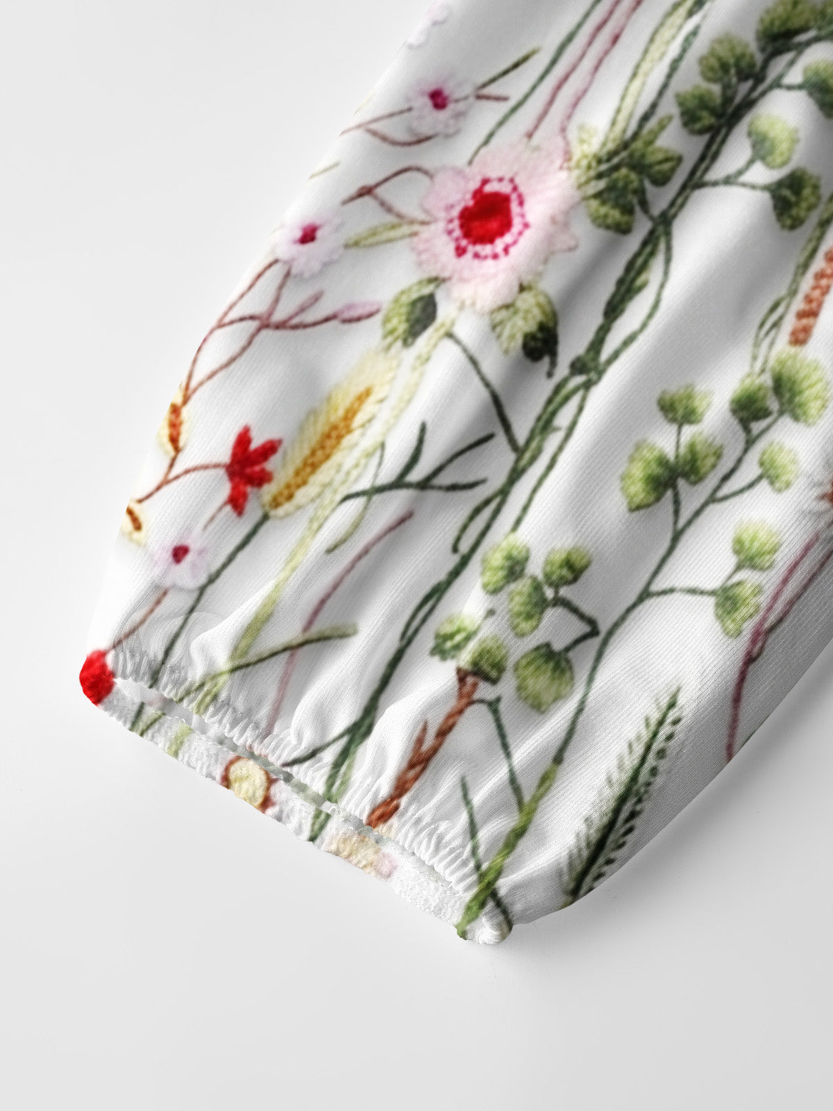 Misty Forest Wildflower Print Boho Long Sleeve Tie‑Neck Blouse