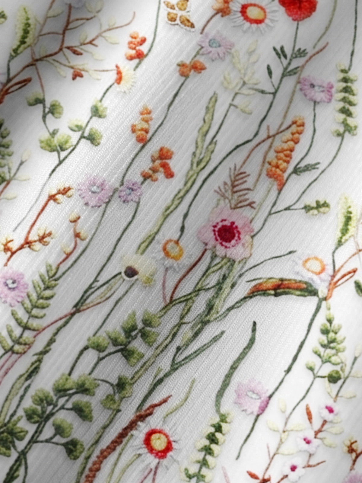 Misty Forest Wildflower Print Boho Long Sleeve Tie‑Neck Blouse