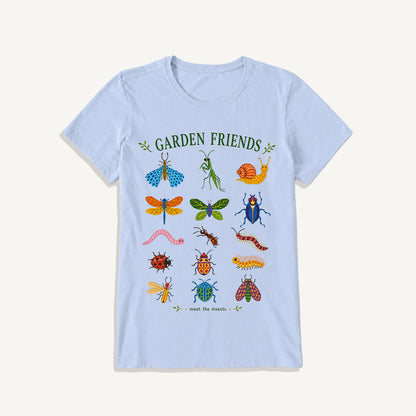 Garden Friends Insect Chart Print Crew Neck Cotton Tee