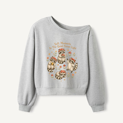 Quiet Forest Light Print Off Shoulder Sweatshirts