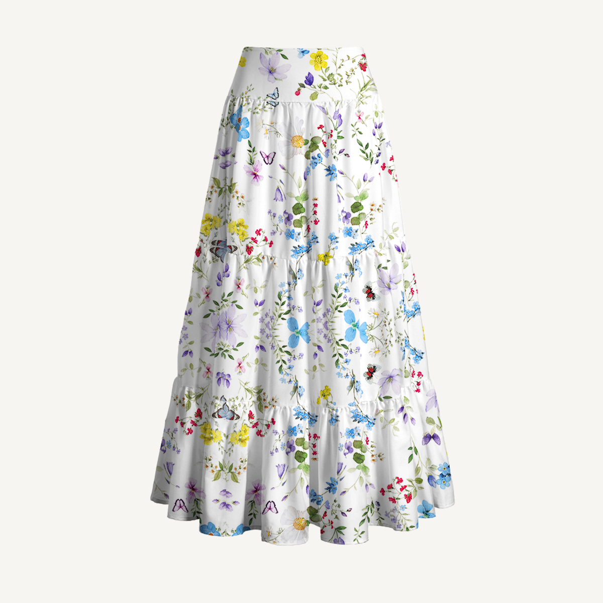 Butterfly Trail Print Convertible Maxi Skirt & Strapless Dress