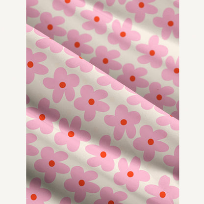 Pink Flower Print Wide Straps Maxi Dress With Pockets