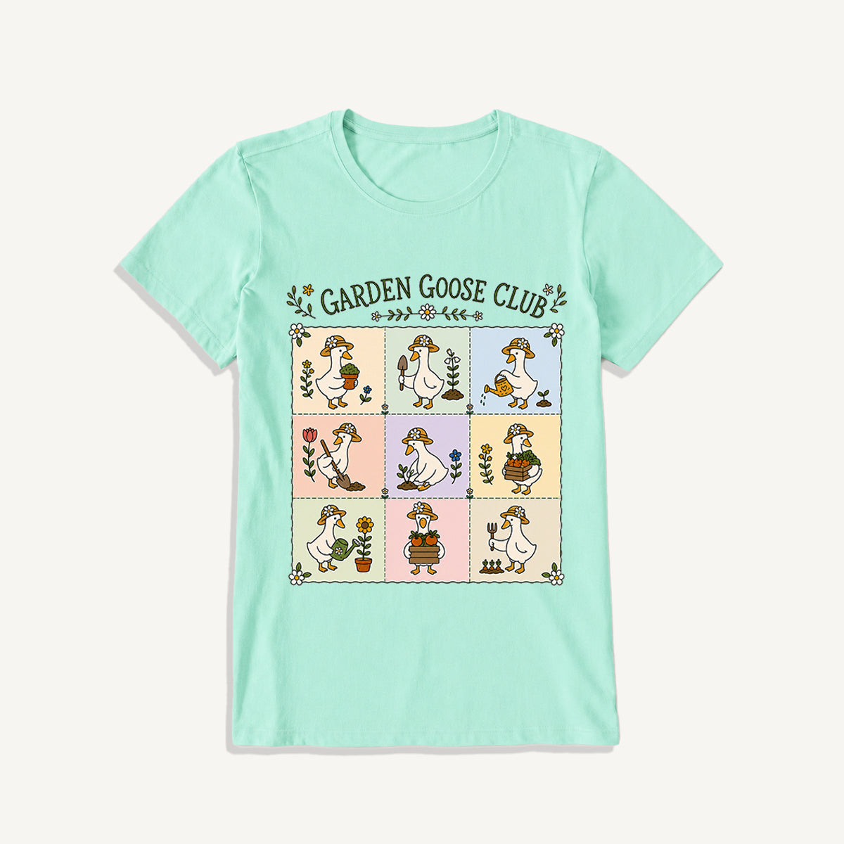 Garden Goose Club Print Crew Neck Cotton Tee