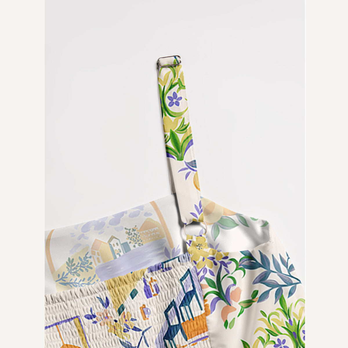 Riverside Garden Terrace Print Wide Straps Maxi Dress With Pockets