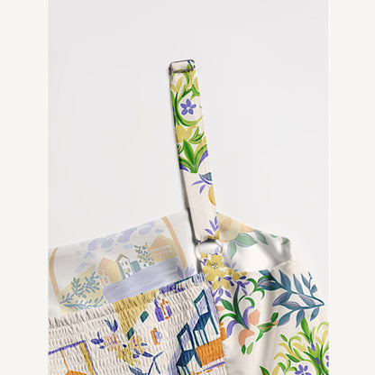 Riverside Garden Terrace Print Wide Straps Maxi Dress With Pockets
