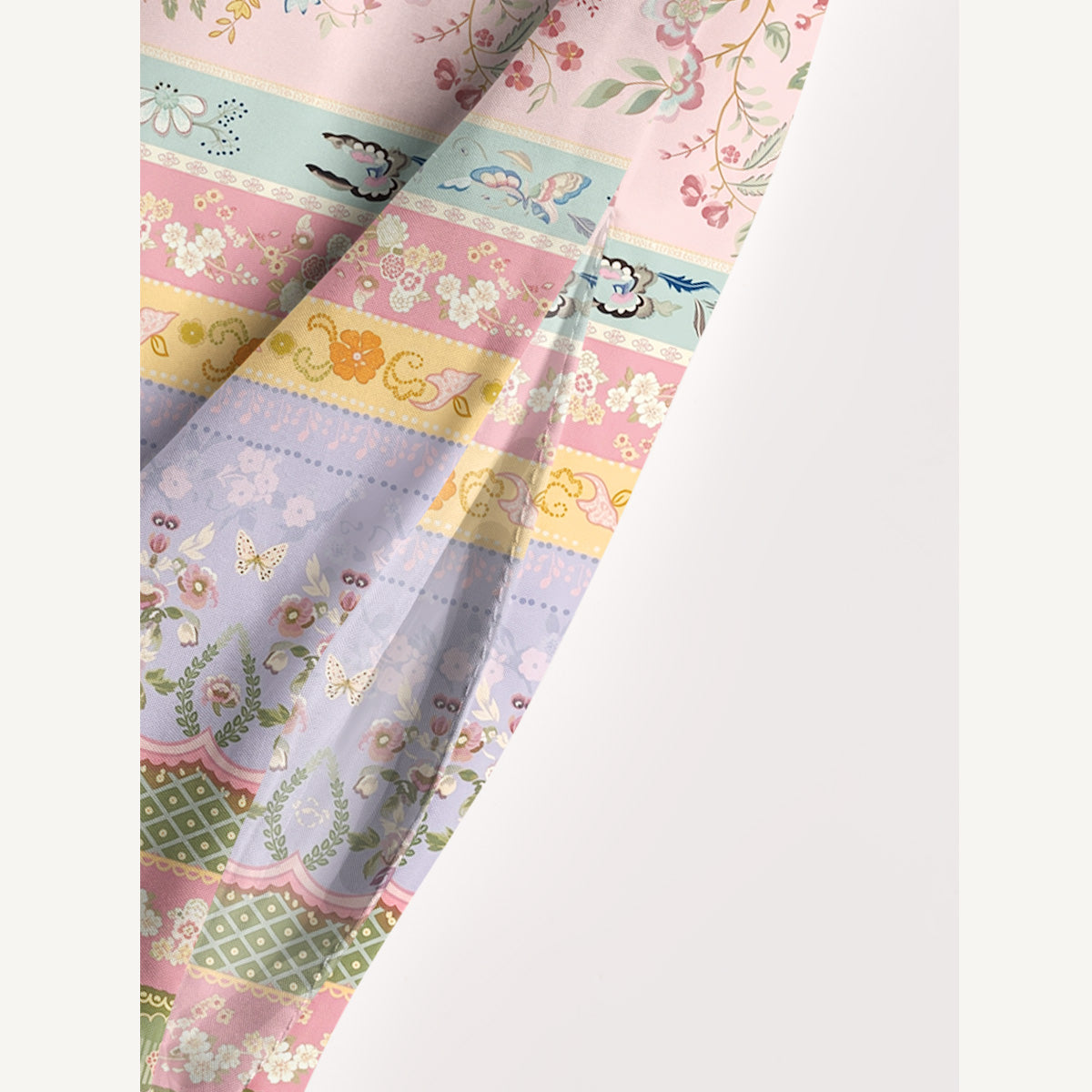 Romantic Floral Ribbon Stripes Print Wide Straps Maxi Dress With Pockets