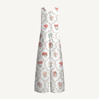 V-Neck Coral Vine Boho Jumpsuit with Pockets for Women