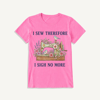 Floral Bird Sewing Serenity Print Crew Neck Cotton Tee