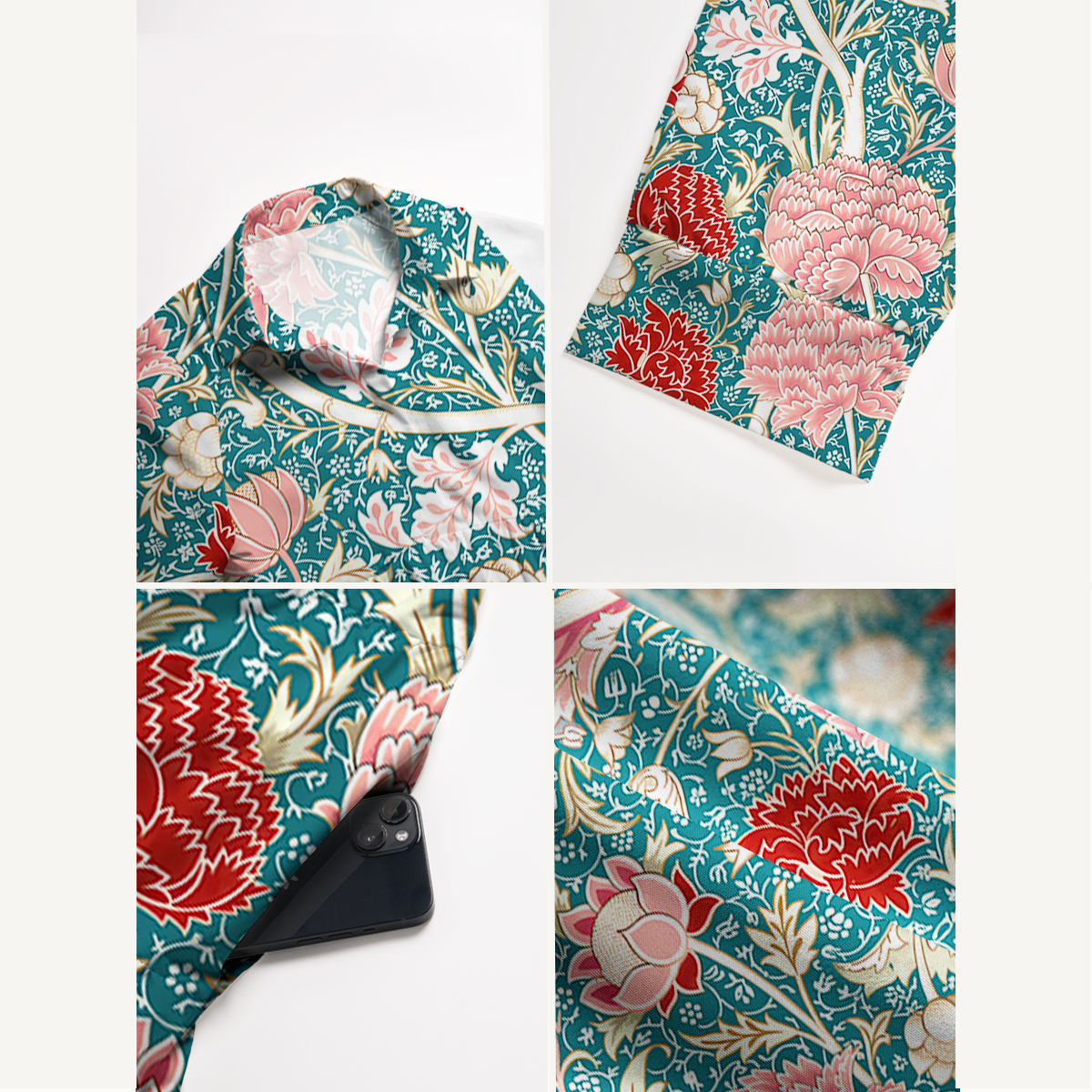 Vintage Peony Lotus Floral Print Midi Dress For Women With Pockets