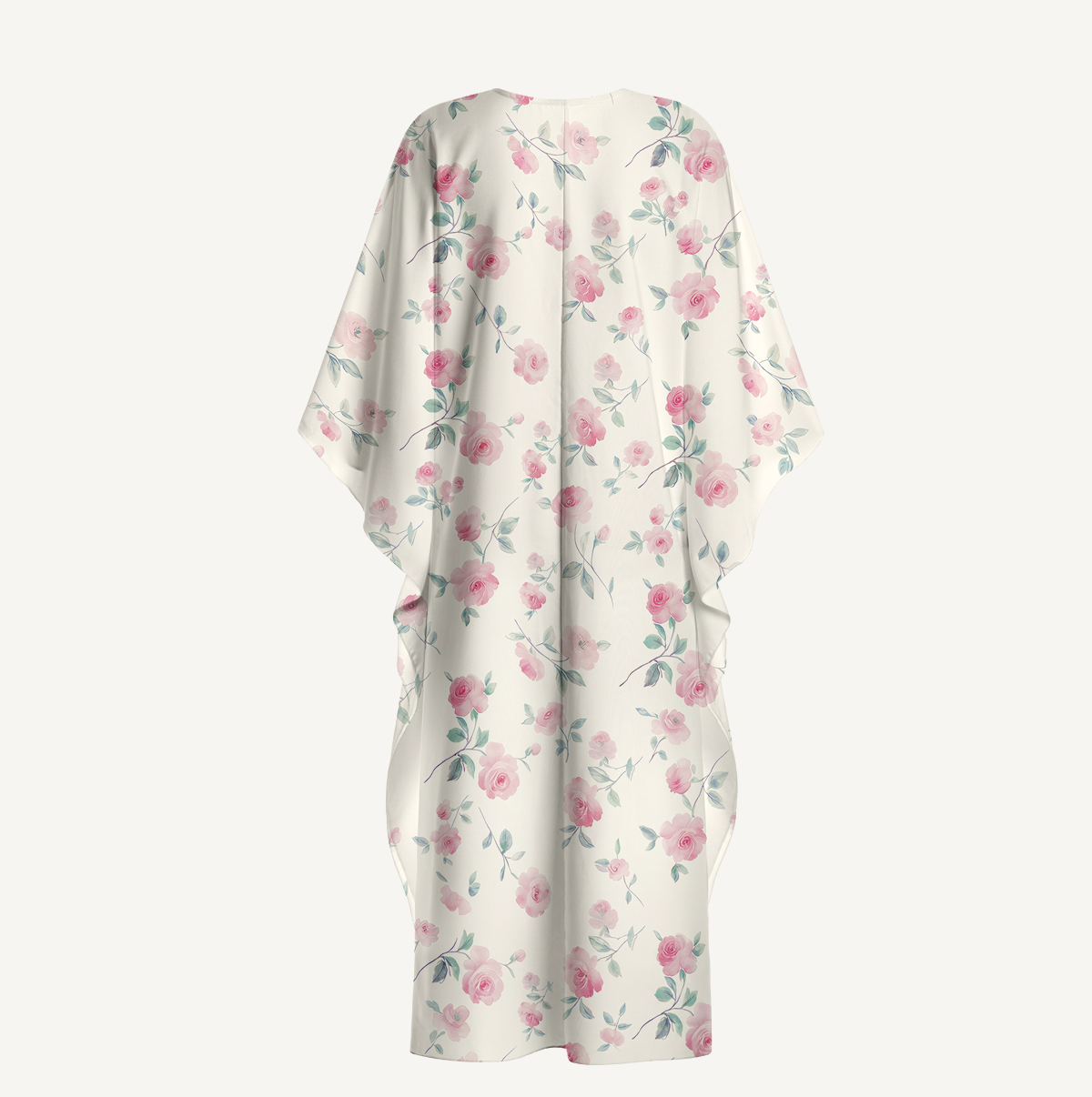 V‑Neck Blush Rose Kimono Sleeve Kaftan Dress