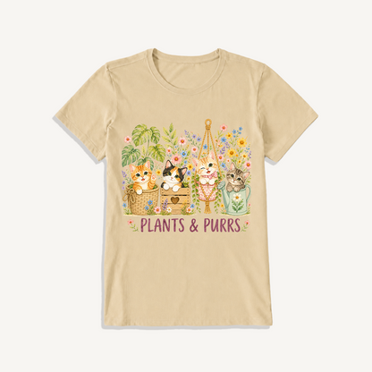 The Purrfect Garden Potters Print Crew Neck Cotton Tee