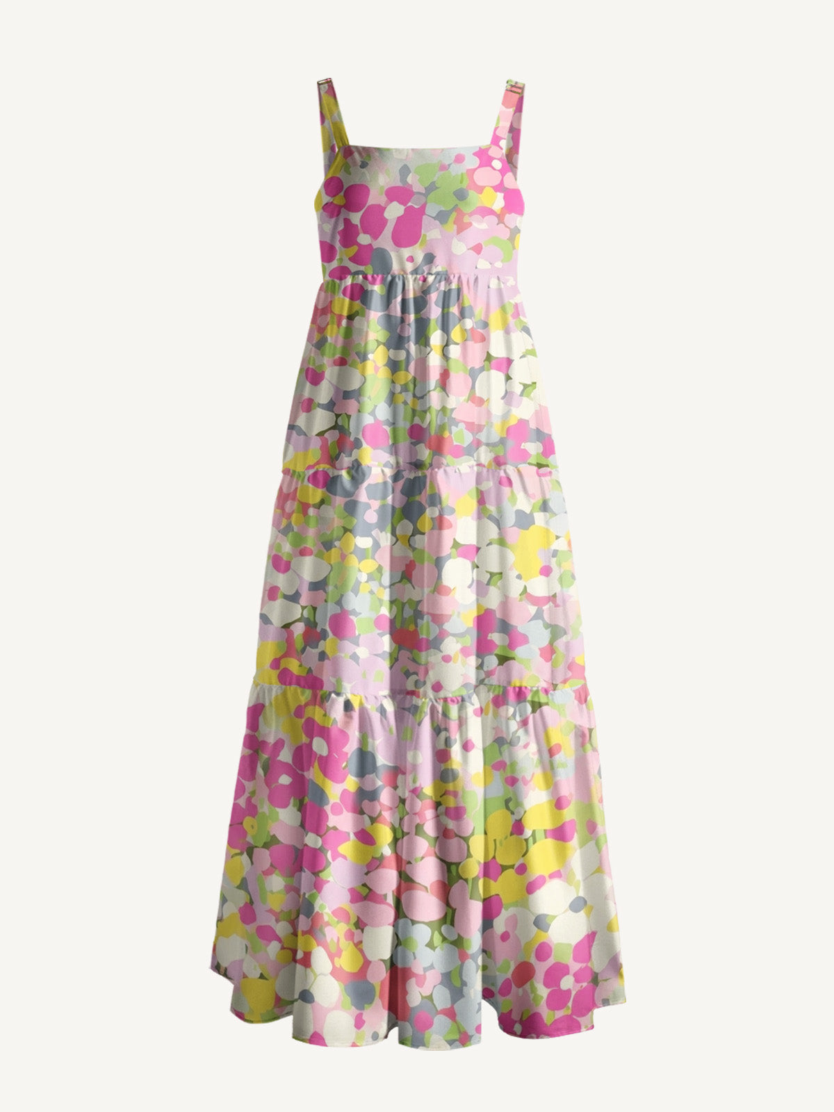 Floral Candy Confetti  Print Wide Straps Maxi Dress With Pockets