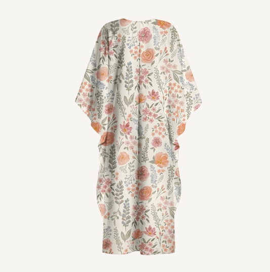 The Wild Flowers Kimono Sleeve Kaftan Dress