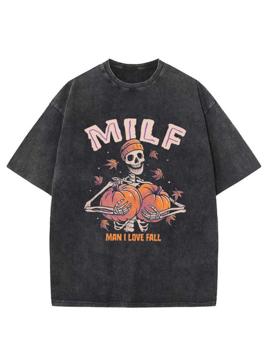 Vintage Milf Man I Love Fall Washed T-Shirt