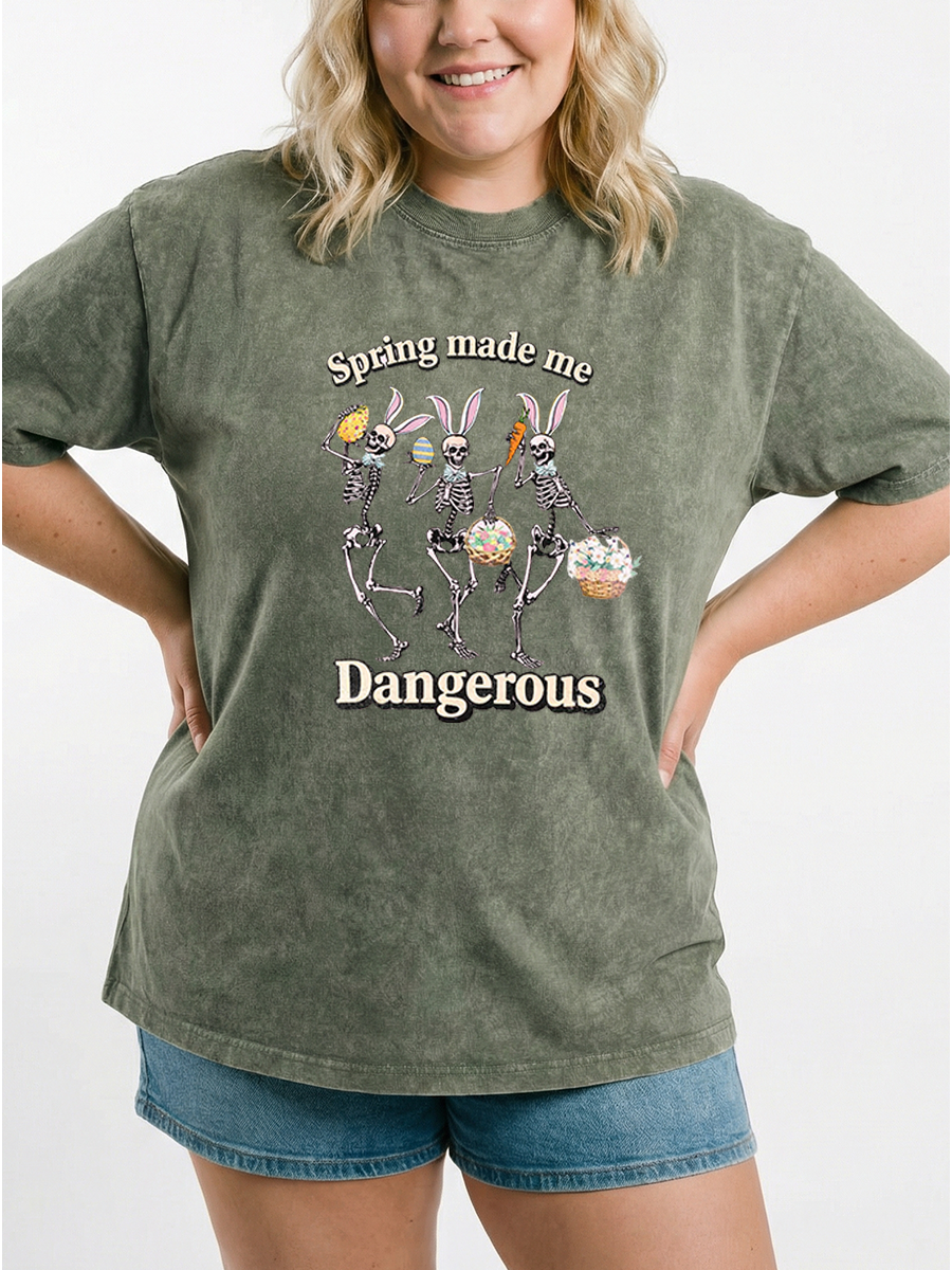 Vintage Spring Made Me Dangerous Washed T-Shirt