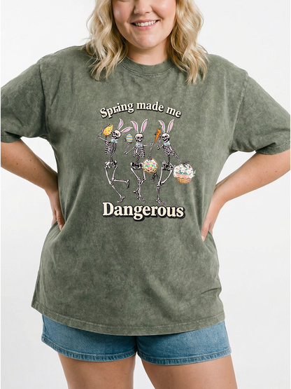Vintage Spring Made Me Dangerous Washed T-Shirt