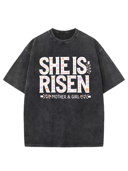 Vintage She Is Risen Washed T-Shirt