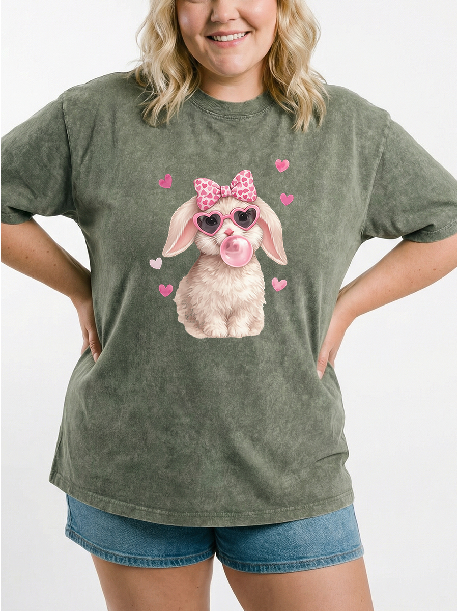 Vintage Easter Cute Bunny Washed T-Shirt