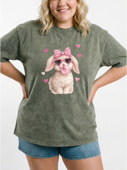 Vintage Easter Cute Bunny Washed T-Shirt