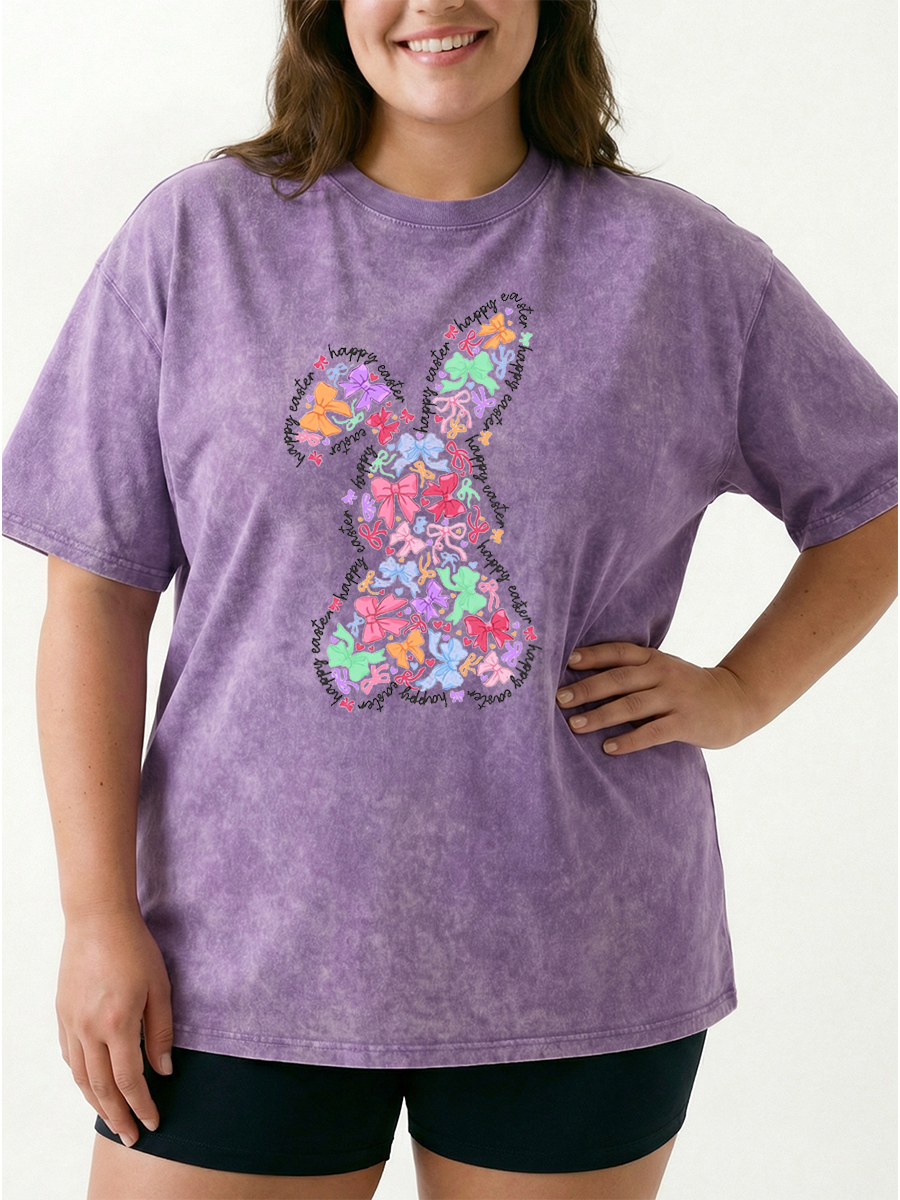 Vintage Coquette Bunny Easter Washed T-Shirt