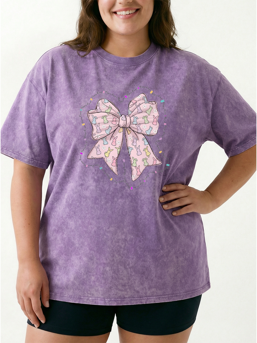 Vintage Easter Pink Bow Washed T-Shirt