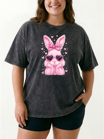 Vintage Cute Easter Bunny Washed T-Shirt