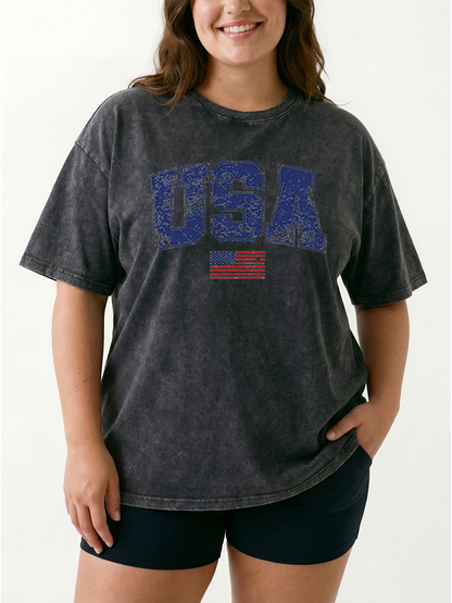 Vintage Retro Usa Washed T-Shirt