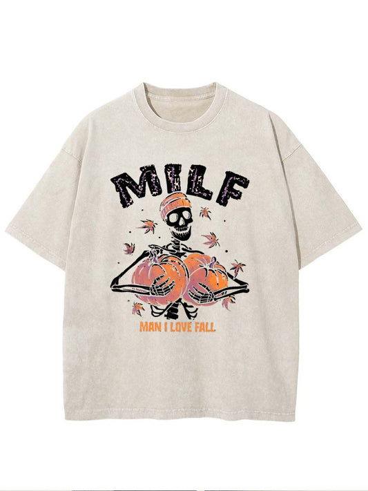 Vintage Milf Man I Love Fall Washed T-Shirt