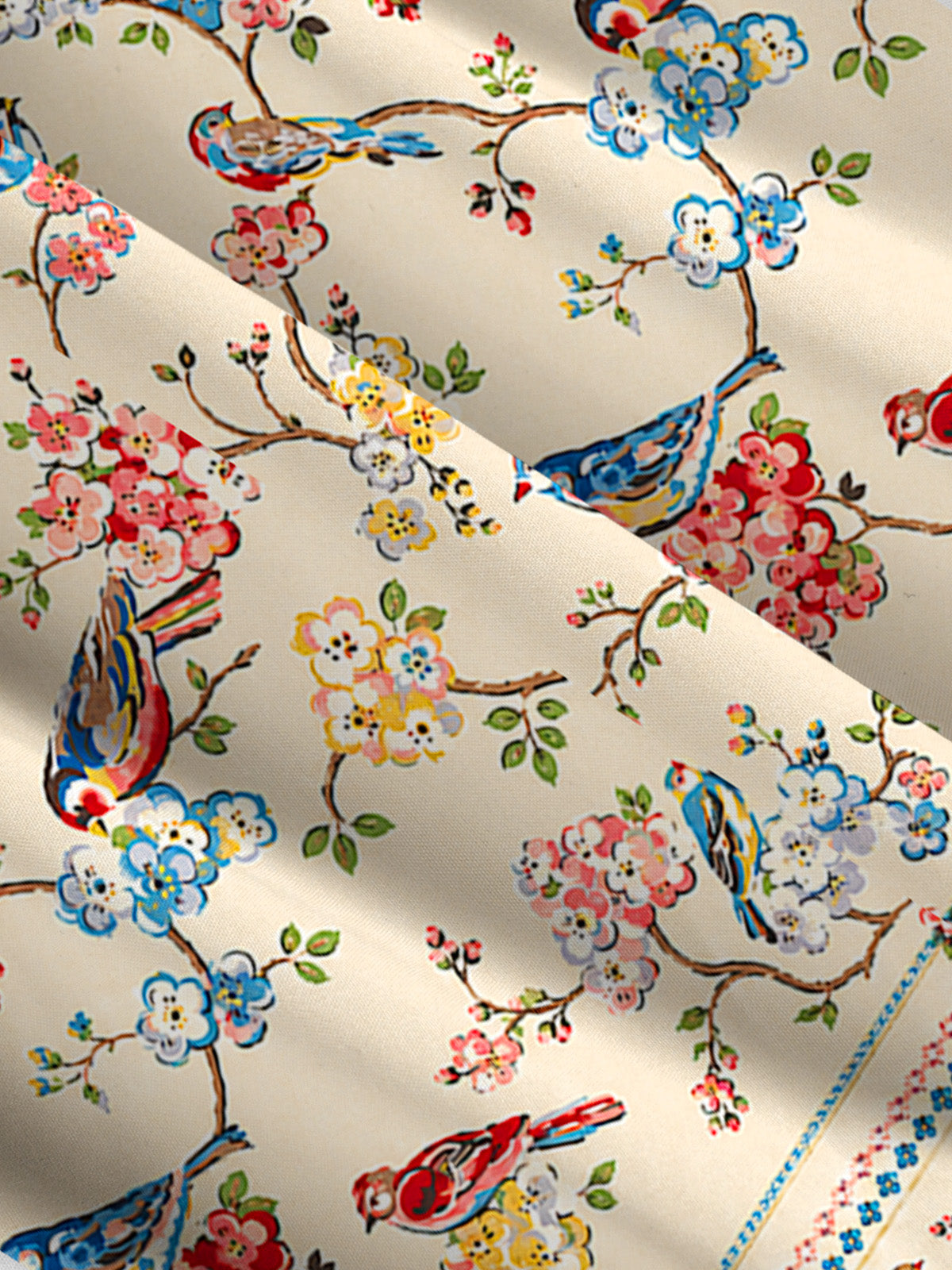 Vintage Floral Songbirds Print Wide Straps Maxi Dress With Pockets