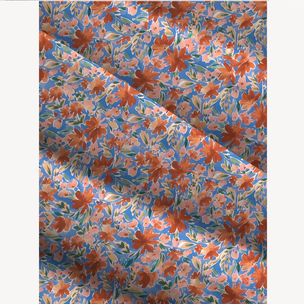 Retro Orange Flower Meadow Print Wide Straps Maxi Dress With Pockets