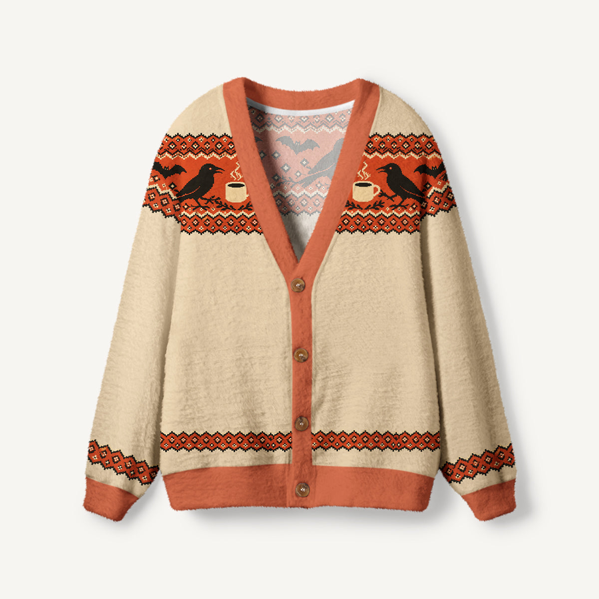 Autumn Raven Coffee Bat Ugly Cardigan Sweaters
