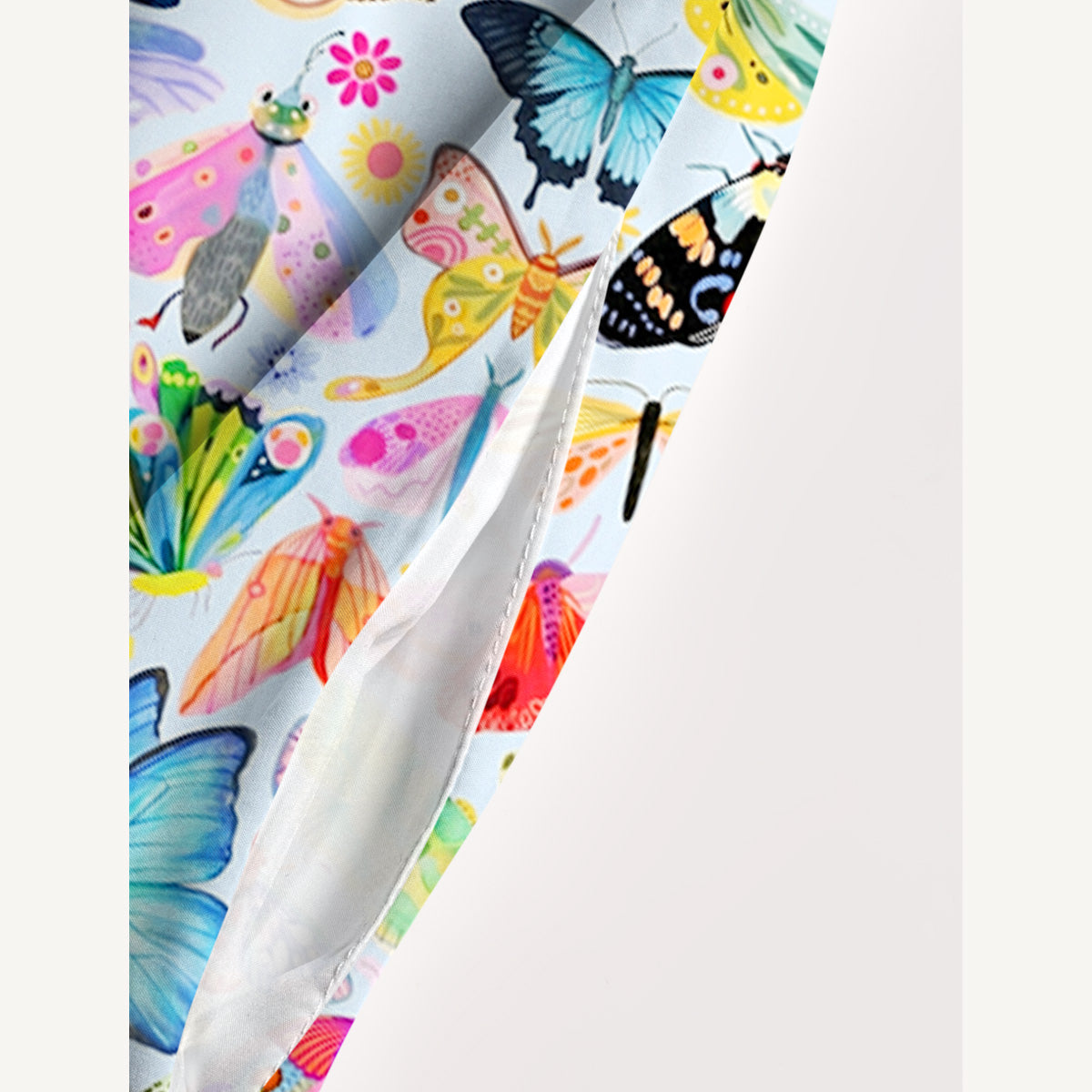 Colorful Butterfly Garden Print Wide Straps Maxi Dress With Pockets