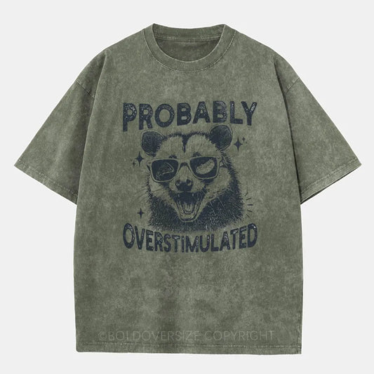 Vintage Probably Overstimulated Washed T-Shirt