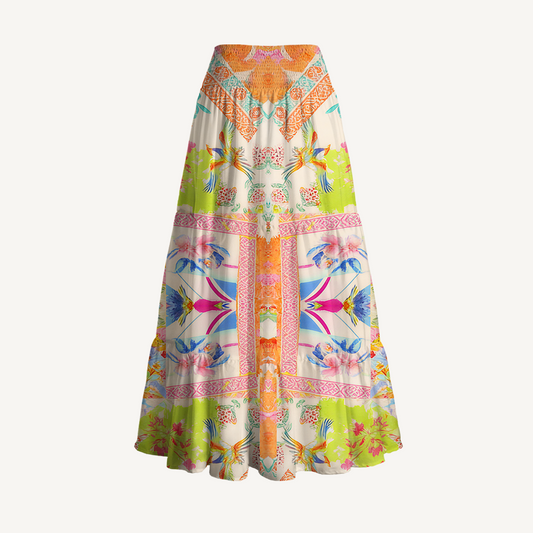 Vivid Lily Print Convertible Maxi Skirt & Strapless Dress