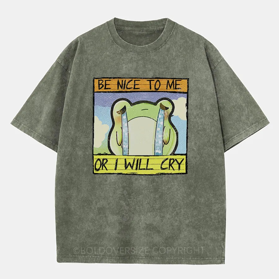 Vintage Be Nice To Me, Or I Will Cry Washed T-Shirt