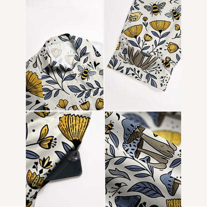 Bee Whisper Forest Print Midi Dress For Women With Pockets