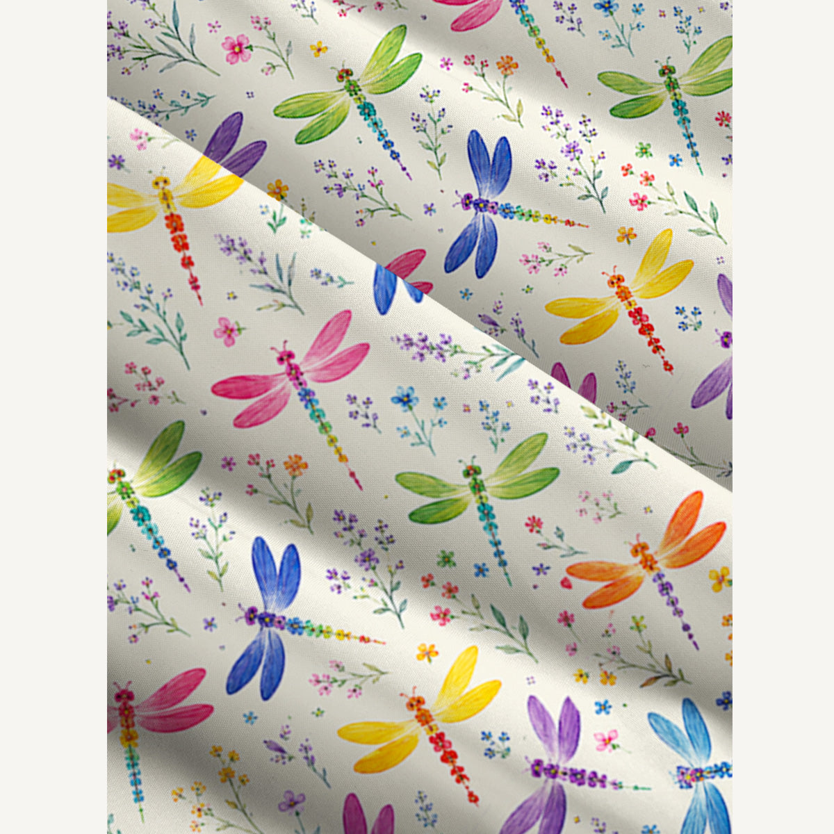 Colorful Dragonflies Print Wide Straps Maxi Dress With Pockets