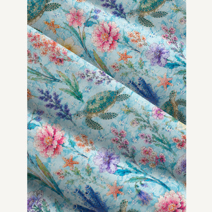Sea Garden Print Wide Straps Maxi Dress With Pockets