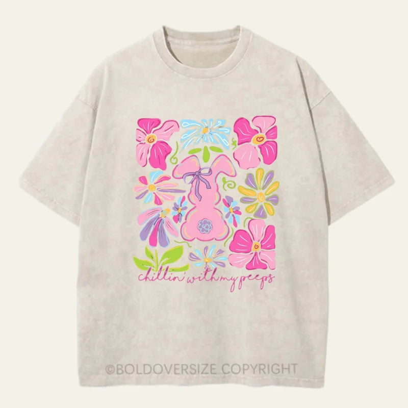 Vintage Happy Easter Bunny Washed T-Shirt