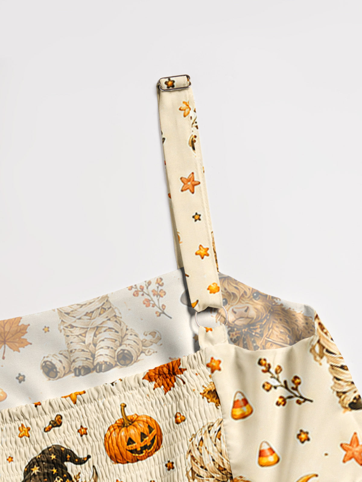 Spooky Highland Cows Print Wide Straps Maxi Dress With Pockets
