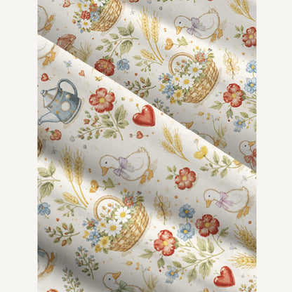 Rustic Duck Meadow Print Wide Straps Maxi Dress With Pockets