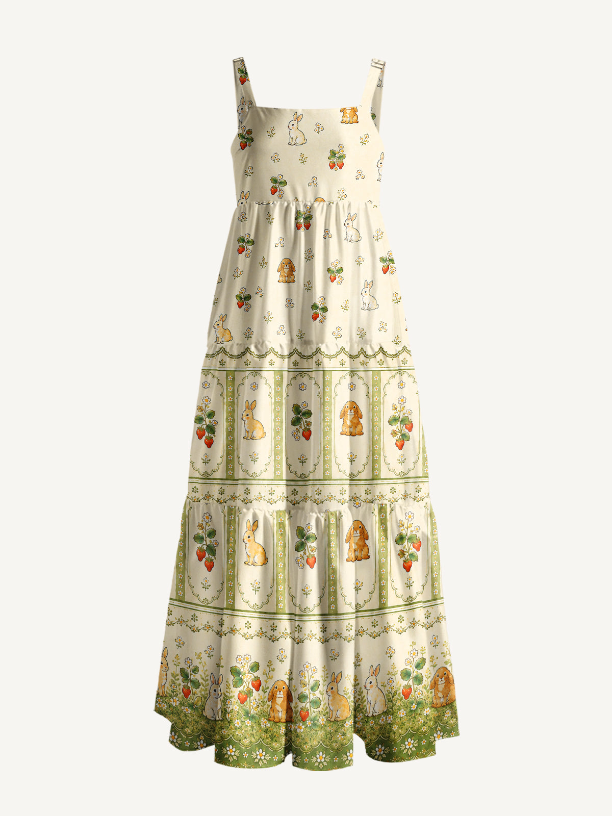 Bunnyberry Garden Print Wide Straps Maxi Dress With Pockets