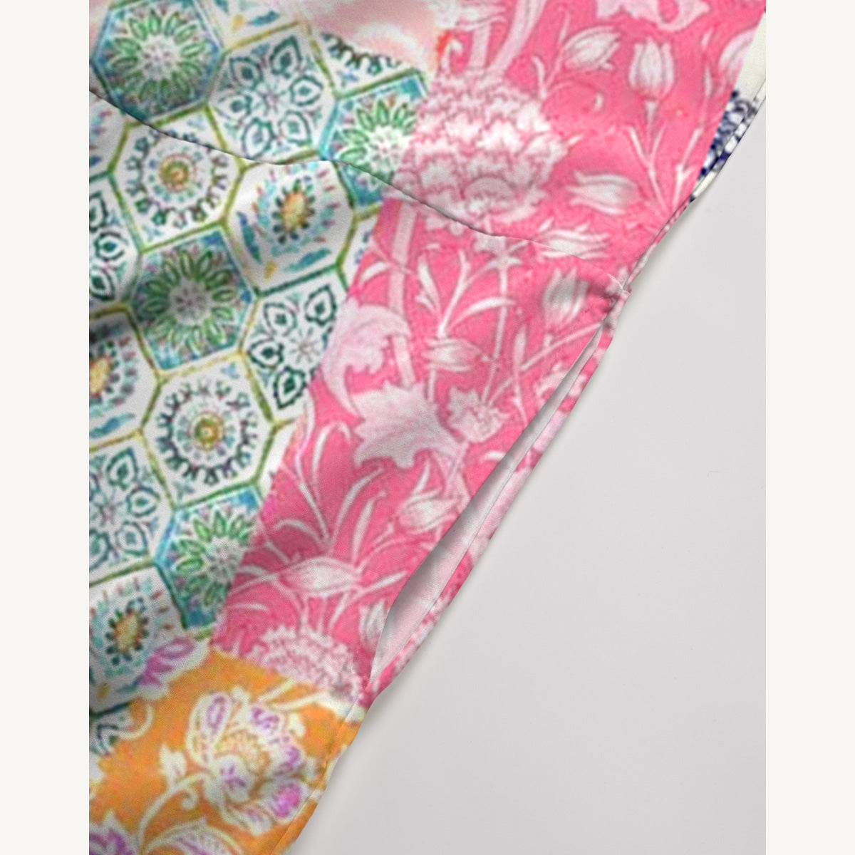 Colorful Bohemian Patchwork Print Boho Jumpsuit with Pockets for Women