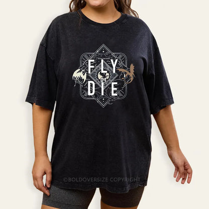 Vintage Fly Or Die 2 Side Patten Washed T-Shirt