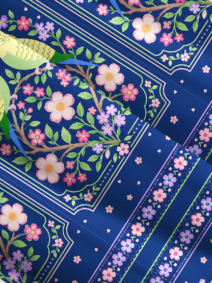 Midnight Garden Lovebirds Print Wide Straps Maxi Dress With Pockets