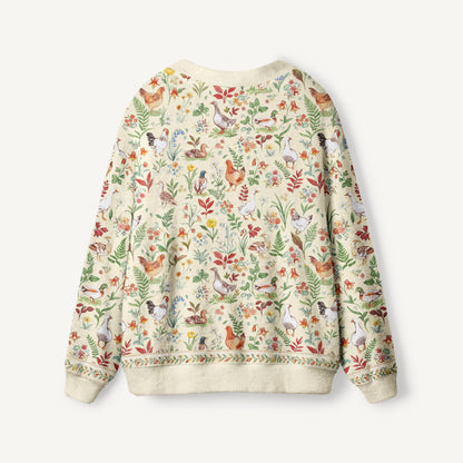 Countryside Garden Critter Print Halloween Ugly Cardigan Sweaters