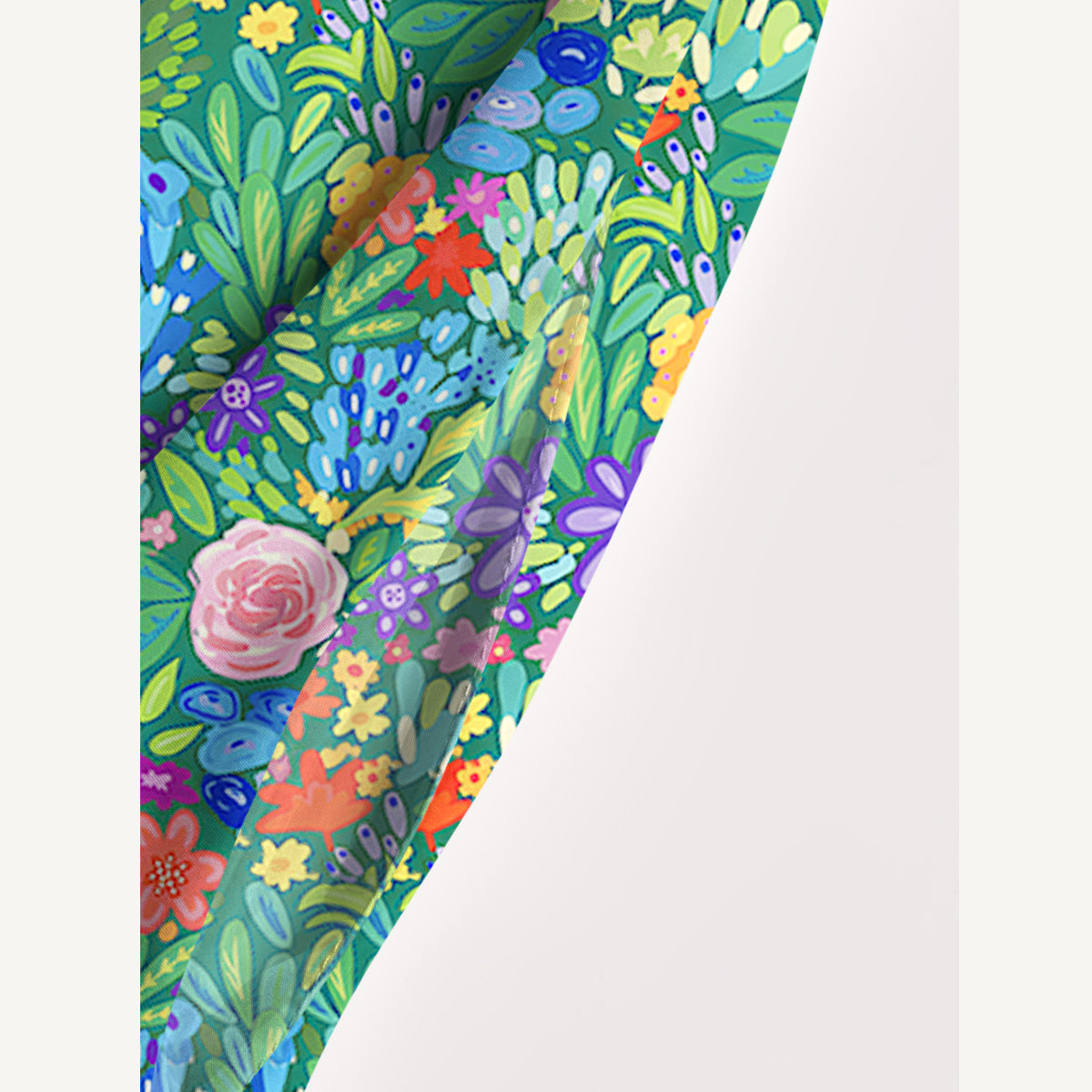 Floral Rainbows Print Wide Straps Maxi Dress With Pockets