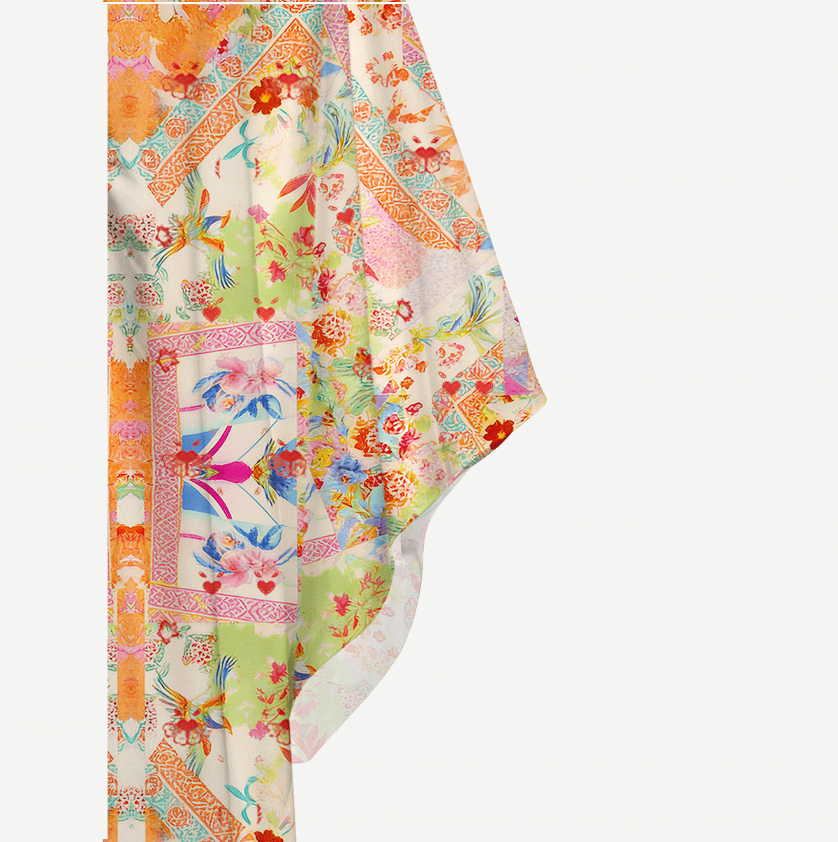 V‑Neck Vivid Lily Sleeve Kaftan Dress